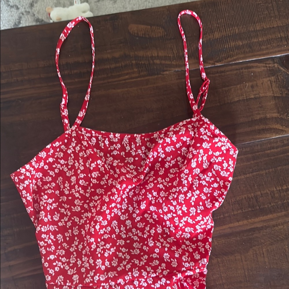 Elegant Red Floral Women's Dress